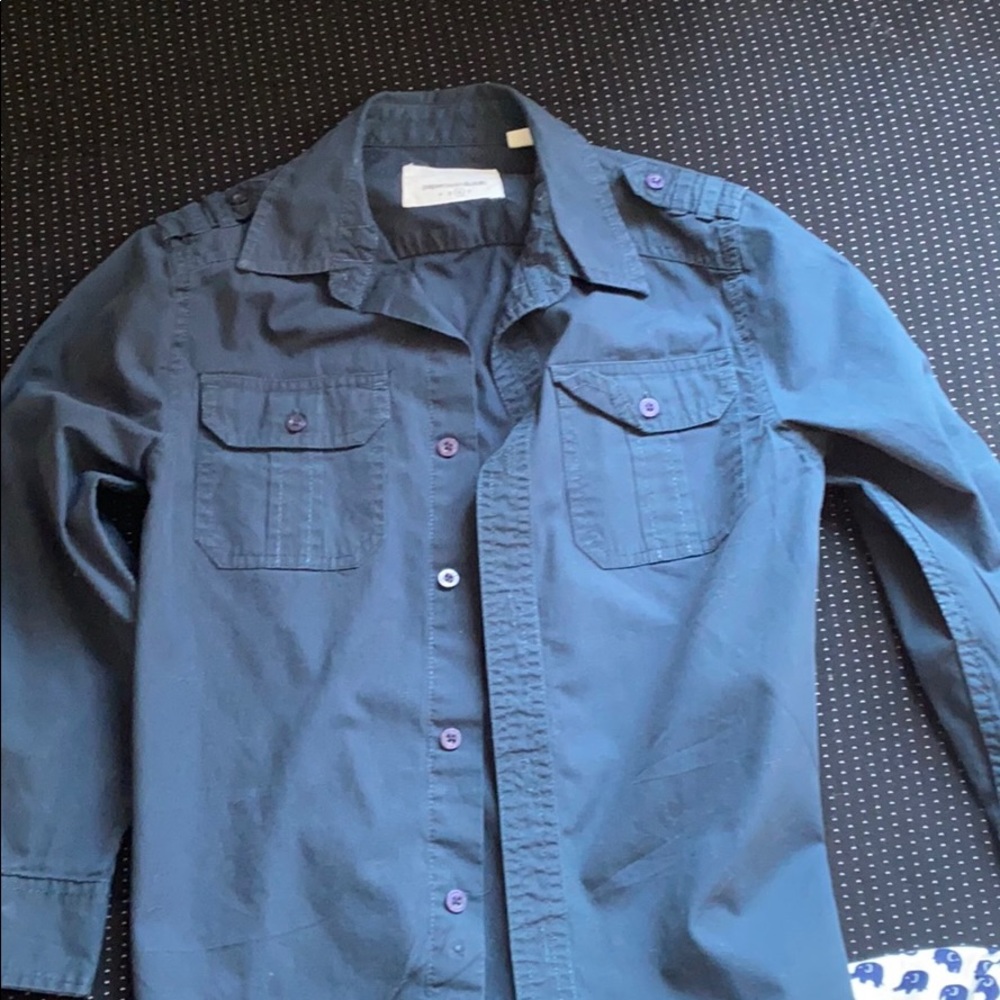 Dark blue boys button down shirt